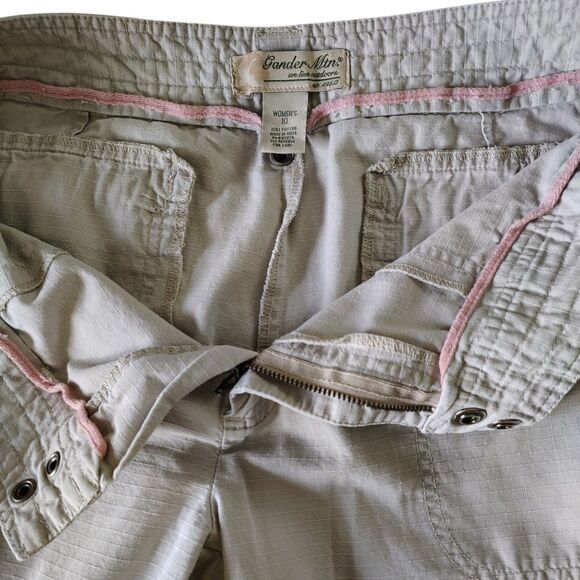 Beige Cargo Capri Pants Textured Wide Leg Mid-rise Size 10 Women's Gander Mtn. - Picture 3 of 9